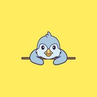 Cute bird lying down. Animal cartoon concept isolated. Can used for t-shirt, greeting card, invitation card or mascot. Flat Cartoon Style vector