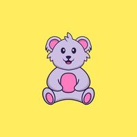 lindo koala está sentado. aislado concepto de dibujos animados de animales. Puede utilizarse para camiseta, tarjeta de felicitación, tarjeta de invitación o mascota. estilo de dibujos animados plana vector