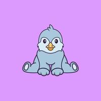 Cute bird is sitting. Animal cartoon concept isolated. Can used for t-shirt, greeting card, invitation card or mascot. Flat Cartoon Style vector