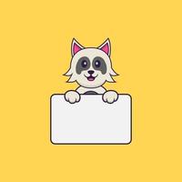 Cute dog holding whiteboard. Animal cartoon concept isolated. Can used for t-shirt, greeting card, invitation card or mascot. Flat Cartoon Style vector