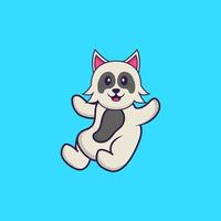 Cute dog is flying. Animal cartoon concept isolated. Can used for t-shirt, greeting card, invitation card or mascot. Flat Cartoon Style vector