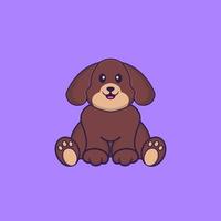 Cute dog is sitting. Animal cartoon concept isolated. Can used for t-shirt, greeting card, invitation card or mascot. Flat Cartoon Style vector