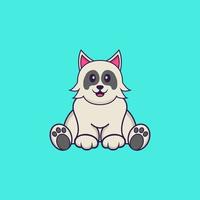 lindo perro está sentado. aislado concepto de dibujos animados de animales. Puede utilizarse para camiseta, tarjeta de felicitación, tarjeta de invitación o mascota. estilo de dibujos animados plana vector