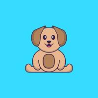 lindo perro está sentado. aislado concepto de dibujos animados de animales. Puede utilizarse para camiseta, tarjeta de felicitación, tarjeta de invitación o mascota. estilo de dibujos animados plana vector