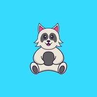 lindo perro está sentado. aislado concepto de dibujos animados de animales. Puede utilizarse para camiseta, tarjeta de felicitación, tarjeta de invitación o mascota. estilo de dibujos animados plana vector