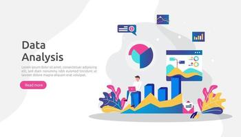 digital data analysis concept for market research and digital marketing strategy. website analytics or data science with people character. template for web landing page, banner, presentation vector