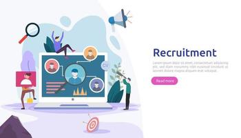 Job hiring and online recruitment concept with tiny people character. agency interview. select a resume process. template for web landing page, banner, presentation, social media. Vector illustration.