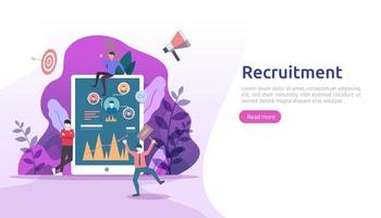 Job hiring and online recruitment concept with tiny people character. agency interview. select a resume process. template for web landing page, banner, presentation, social media. Vector illustration.