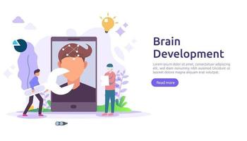 illustration flat design of thinking creative, brain development and mental rest with people character. template for web landing page, banner, presentation, social, poster, promotion or print media vector