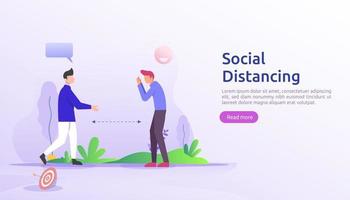 Social distancing prevention concept. protect from COVID-19 coronavirus outbreak spreading. keep 1-2 meter distance space between people. landing page template, banner, social, poster, or print media vector