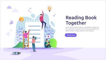 reading book habit. spend time at home during quarantine concept. vector illustration template for web landing page, banner, presentation, social, festival  poster, ad, promotion or print media