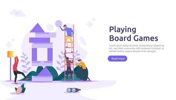 people playing board or tabletop games together concept. illustration template for web landing page, banner, presentation, social, poster, ad, promotion or print media vector