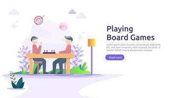 people playing board or tabletop games together concept. illustration template for web landing page, banner, presentation, social, poster, ad, promotion or print media vector