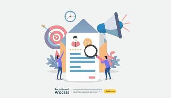 Job hiring, online recruitment concept with people character. agency interview. select resume process. template for web landing page, banner, presentation, social media. Vector illustration