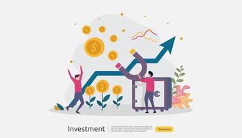 Business investment concept. Returns on investment graphic chart. Financial growth rising up to success. web landing page template, banner, presentation, social, and print media. Vector illustration