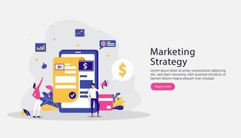 concepto de estrategia de marketing digital de afiliados. Recomiende a un amigo con personas que comparten el carácter de una asociación comercial de referencia y gana dinero en línea. plantilla para página de destino web, banner, presentación vector