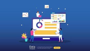 digital data analysis concept for market research and digital marketing strategy. website analytics or data science with people character. template for web landing page, banner, presentation