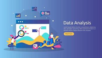 digital data analysis concept for market research and digital marketing strategy. website analytics or data science with people character. template for web landing page, banner, presentation