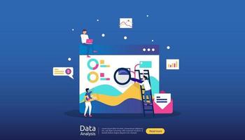 digital data analysis concept for market research and digital marketing strategy. website analytics or data science with people character. template for web landing page, banner, presentation vector