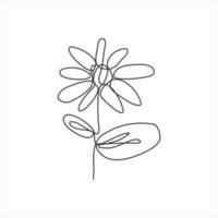 one line drawing of sun flower flower. continuous line art vector