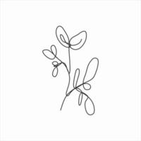 one line drawing of elegant leaves. continuous line art vector