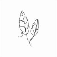 one line drawing of tree leaves . continuous line art vector