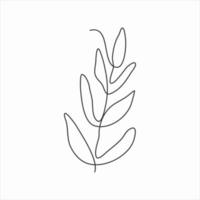 one line drawing of fern leaves. continuous line art vector