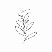 one line drawing of leaves and mini fruit. continuous line art vector