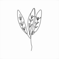 one line drawing of 3 leaves. continuous line art