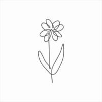 one line drawing of beautiful flower. continuous line art vector