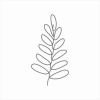 one line drawing of bunch of leaves. continuous line art vector