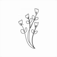 one line drawing of tiny cute flowers. continuous line art vector