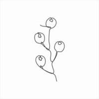 one line drawing of 4 round fruit. continuous line art vector