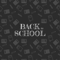 back to school chalk greeting text on black board with element seamless pattern vector