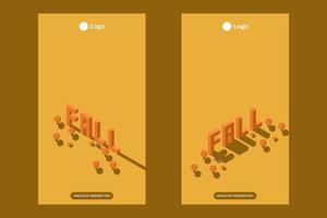 fall season isometric illustration for social media status and story vector