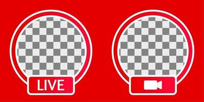 red live streaming badge or frame for social media webinar, video live, education and more vector