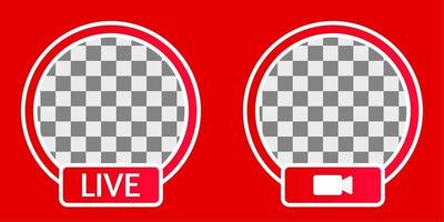 red live streaming badge or frame for social media webinar, video live, education and more vector