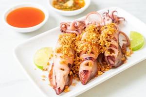 Fried squid with garlic - seafood style