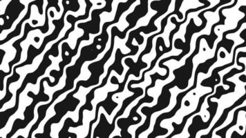 Ilusión óptica a rayas en blanco y negro abstracto, patrón de ondas geométricas tridimensionales, fondo de gráficos en movimiento