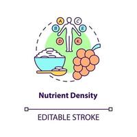 Nutrient density concept icon. Amount of nutritions included in food. Quality of meals. Healthy eating abstract idea thin line illustration. Vector isolated outline color drawing. Editable stroke