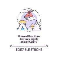 Sensory issues in autism concept icon. Autism symptom abstract idea thin line illustration. Unusual reactions to textures, lights and colors. Vector isolated outline color drawing. Editable stroke