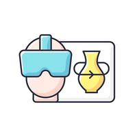 VR RGB color icon. Virtual reality for interactive classes. Innovative film production. Headset for immersing in cyberspace. Isolated vector illustration. Videography simple filled line drawing