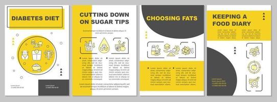 Diabetes diet brochure template. Choosing products with fats. Flyer, booklet, leaflet print, cover design with linear icons. Vector layouts for presentation, annual reports, advertisement pages