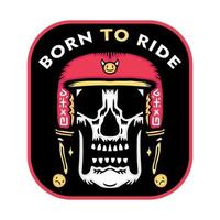 rider skull with helmet design graphic for t-shirt, apparel, and print material vector