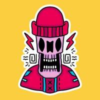 hype skull in beanie hat design graphic for t-shirt and apparel vector