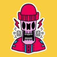 hype skull in beanie hat design graphic for t-shirt and apparel vector