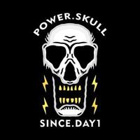 power skull design graphic for t-shirt and apparel