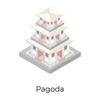 pagoda y edificio vector