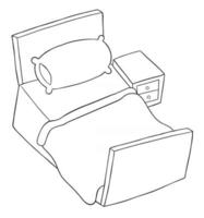 ilustración vectorial de dibujos animados de dormitorio y cama vector