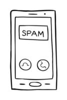 Cartoon Vector Illustration of Spam Call on Smartphone